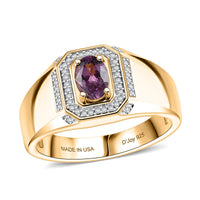 D'Joy Narsipatnam Purple Spinel, Moissanite Men's Ring in 18K Vermeil YG Over Sterling Silver (Size 10.0) 1.00 ctw