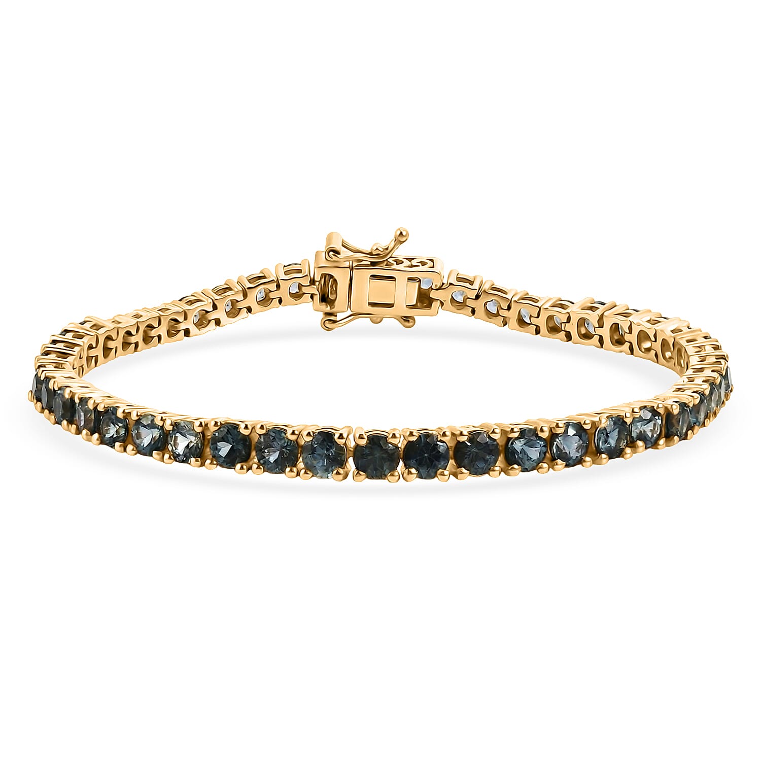 D'Joy Montana Sapphire Graduated Tennis Bracelet in 18K Vermeil YG Over Sterling Silver (7.25 In) 12.10 ctw