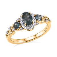 D'Joy Montana Sapphire, Moissanite Infinity Ring in 18K Vermeil YG Over Sterling Silver (Size 10.0) 1.30 ctw