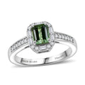 D'Joy AAA Mint Tourmaline, Diamond (0.24 cts) Ring in Platinum Over Sterling Silver (Size 6.0) 1.20 ctw - Sticky add to cart bar