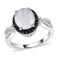 EverTrue Rainbow Moonstone and Multi Gemstone 3.00 ctw Ring in Platinum Bond (Size  9.0)