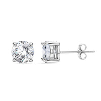 Certified Moissanite (Rnd 6.5mm)(D-E, VVS1- VVS2) Stud Earrings in Sterling Silver