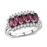 TLV D'Joy Premium Ouro Fino Rubellite, Moissanite Ring in Rhodium Over Sterling Silver (Size 10.0) 1.60 ctw