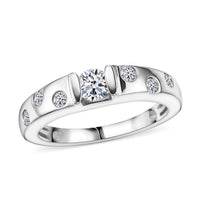 Luxuriant Lab Grown Diamond (G-H, SI) Ring in Rhodium Over Sterling Silver (Size 10.0) 0.50 ctw