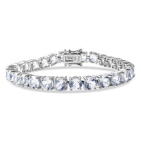 D'Joy 161 Facet Portuguese Cut White Topaz Bracelet in Rhodium Over Sterling Silver (6.50 In) 28.30 ctw