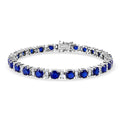 D'Joy Premium Tanzanian Blue Spinel (DF) and Moissanite 14.70 ctw Bracelet in Rhodium Over Sterling Silver (6.50 In) - Sticky add to cart bar