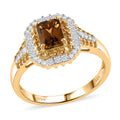 D'Joy AAA Golden Turkizite and Multi Gemstone 2.10 ctw Sunset Glow Halo Ring in 18K Vermeil Yellow Gold Over Sterling Silver - Sticky add to cart bar