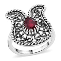 D'Joy Passport to Turkey Artisan Crafted Premium Niassa Ruby (FF) Fillegree Work Ring in Sterling Silver (Size 10.0) 1.65 ctw