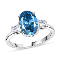 950 Platinum Luxuriant Lab Grown Blue Diamond (IR) and Lab Grown Diamond (VS) Aurora Ocean Glow Ring (Size 6.0) (5.10 g) 2.75 ctw