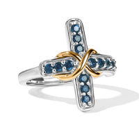 EverTrue Teal Sapphire Ring in 18K YG Plated and Platinum Bond (Size 10.0) 0.70 ctw