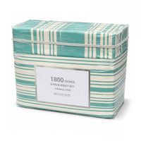 American Thread Collection 4pc Aqua Teal Stripe Microfiber Sheet Set -Twin