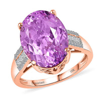 10K Rose Gold AAA Patroke Kunzite, Luxuriant Lab Grown Diamond (G-H, SI) Ring (Size 6.0) (4.50 g) 12.10 ctw