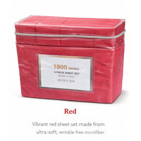 American Thread Collection 4pc Red Microfiber Sheet Set -Twin