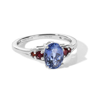D'Joy Color Change Fluorite and Mozambique Garnet 1.75 ctw Ring in Rhodium Over Sterling Silver (Size 10.0)