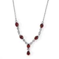 EverTrue Mozambique Garnet 3.30 ctw Cluster Necklace in Stainless Steel 20 Inches