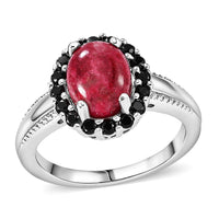 EverTrue Norwegian Thulite and Thai Black Spinel 2.70 ctw Ring in Platinum Bond (Size 6.0)