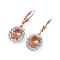 D'Joy Morganite Quartz (Triplet) and White Zircon 4.15 ctw Earrings in 18K Vermeil Rose Gold Over Sterling Silver