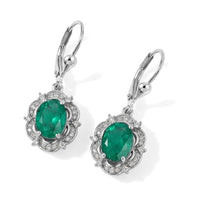 D'Joy Emeraldine Quartz (Triplet) and White Zircon 5.10 ctw Earrings in Rhodium Over Sterling Silver