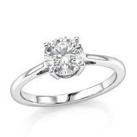 D'Joy Moissanite 1.00 ctw Solitaire Ring in Rhodium Over Sterling Silver (Size 10.0)
