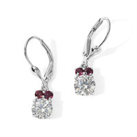 D'Joy Moissanite and Anthill Garnet 1.70 ctw Earrings in Rhodium Over Sterling Silver