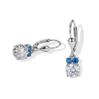 D'Joy Moissanite and Neon Apatite 1.70 ctw Lever Back Earrings in Rhodium Over Sterling Silver