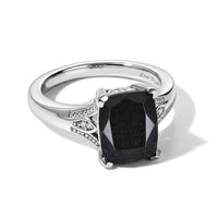 EverTrue Australian Black Tourmaline, White Zircon Solitaire Ring in Platinum Bond (Size 10.0) 3.50 ctw