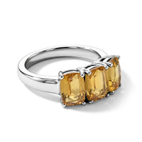 EverTrue Yellow Beryl 2.65 ctw Trilogy Ring in Platinum Bond (Size 7.0)