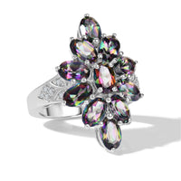 EverTrue Northern Lights Mystic Topaz, White Zircon Ring in Platinum Bond (Size 10.0) 6.20 ctw