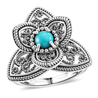 D'Joy Passport to Israel Artisan Crafted Premium Lagoon Turquoise Fillegree Work Ring in Sterling Silver (Size 10.0) 0.47 ctw