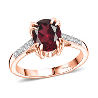D'Joy Orissa Rhodolite Garnet and White Zircon 2.50 ctw Ring in 18K Vermeil Rose Gold Over Sterling Silver (Size 8.0)