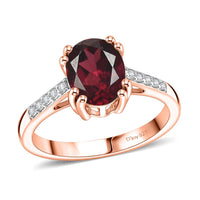 D'Joy Orissa Rhodolite Garnet and White Zircon 2.50 ctw Ring in 18K Vermeil Rose Gold Over Sterling Silver (Size 9.5)