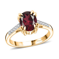 D'Joy Orissa Rhodolite Garnet and White Zircon 2.50 ctw Ring in 18K Vermeil Yellow Gold Over Sterling Silver (Size 5.0)