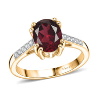 D'Joy Orissa Rhodolite Garnet and White Zircon 2.50 ctw Ring in 18K Vermeil Yellow Gold Over Sterling Silver (Size 8.5)