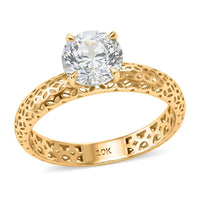 Luxoro 161 Facets Portugese Cut White Topaz 1.75 ctw Ring in 10K Yellow Gold (Size 10.0)