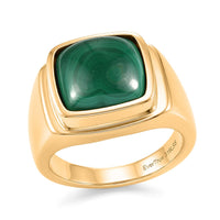 EverTrue African Malachite 10.50 ctw Men's Ring in ION Plated YG Stainless Steel (Size 13.0)