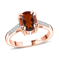 D'Joy Premium Red Citrine and White Zircon 2.00 ctw Ring in 18K Vermeil Rose Gold Over Sterling Silver (Size 7)
