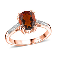 D'Joy Premium Red Citrine and White Zircon 2.00 ctw Ring in 18K Vermeil Rose Gold Over Sterling Silver (Size 9.0)