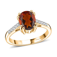 D'Joy Premium Red Citrine and White Zircon 2.00 ctw Ring in 18K Vermeil Yellow Gold Over Sterling Silver (Size 5.5)