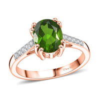 D'Joy Chrome Diopside and White Zircon Ring in 18K Vermeil Rose Gold Over Sterling Silver (Size 11.5) 2.25 ctw