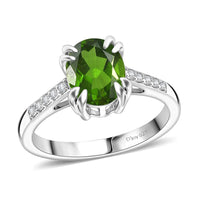 D'Joy Chrome Diopside and White Zircon Ring in Rhodium Over Sterling Silver (Size 4.0) 2.25 ctw