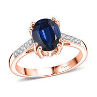 D'Joy Premium Kashmir Blue Kyanite and White Zircon Ring in 18K Vermeil Rose Gold Over Sterling Silver (Size 5.5) 2.50 ctw