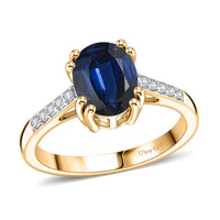 D'Joy Premium Kashmir Blue Kyanite and White Zircon Ring in 18K Vermeil Yellow Gold Over Sterling Silver (Size 5.5) 2.50 ctw