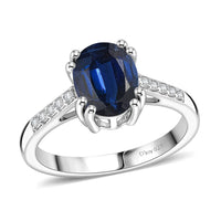 D'Joy Premium Kashmir Blue Kyanite and White Zircon Ring in Rhodium Over Sterling Silver (Size 8.5) 2.50 ctw