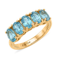 EverTrue Paraiba Apatite 2.30 ctw 5 Stone Ring in 18K YG Plated