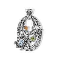 D''Joy Bali Legacy Sky Blue Topaz, Multi Gemstone Pendant without Chain in Sterling Silver 1.10 ctw