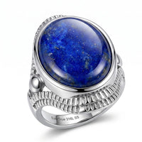 EverTrue Lapis Lazuli Solitaire Ring in Stainless Steel (Size 10.0) 14.25 ctw