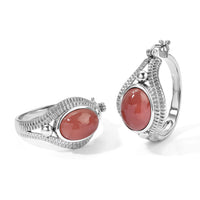 EverTrue Argentinian Rhodochrosite 18.85 ctw Hoop Earrings in Stainless Steel
