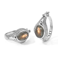 EverTrue Malagasy Labradorite 14.20 ctw Hoop Earrings in Stainless Steel