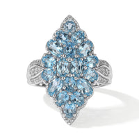 EverTrue Swiss Blue Topaz and White Zircon 4.30 ctw Cluster Ring in Platinum Bond (Size 10.0)