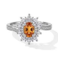EverTrue Santa Ana Madeira Citrine and White Zircon 0.90 ctw Ring in Platinum Bond (Size 10.0)